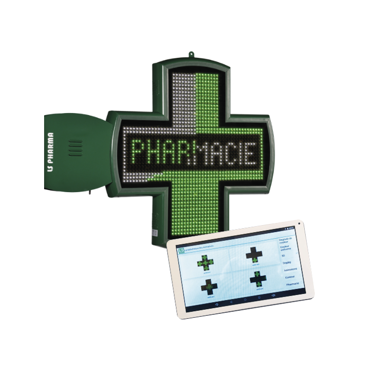 Croix pharmacie ANEMONE LED bicolore programmable