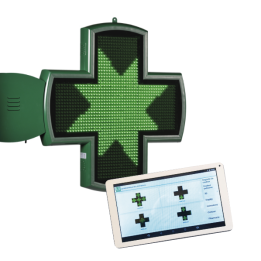 Croix ATHENA - Croix galbée LED verte programmable