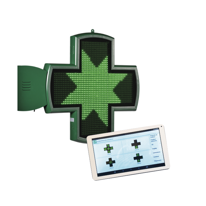 Croix ATHENA - Croix galbée LED verte programmable