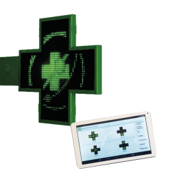 Croix AUBEPINE – LED verte programmable pharmacie