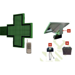 Croix Solaire LED autonome pour pharmacie