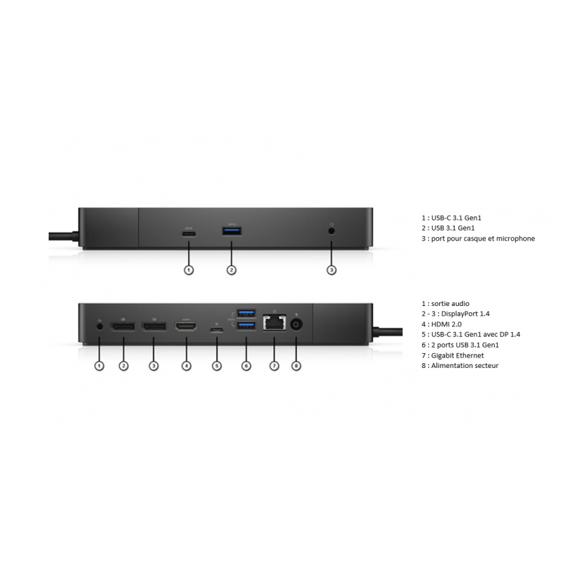 Station d’accueil Dell WD19S USB-C – Dock professionnel multi-écrans