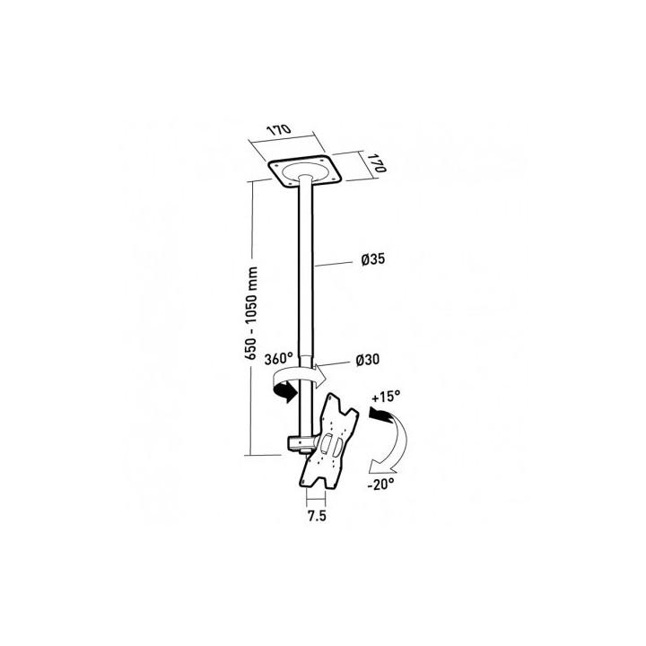 Support plafond orientable et inclinable
Réf. 100459