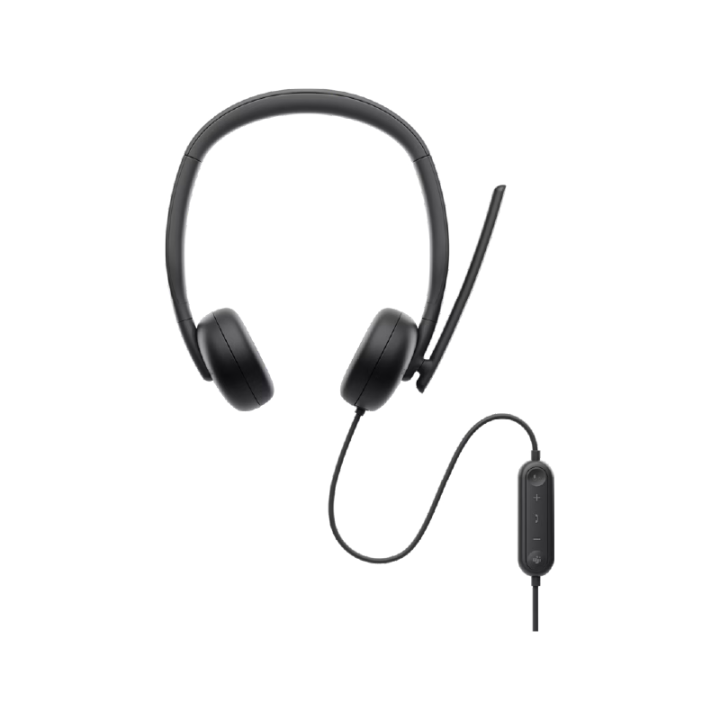 Casque filaire Dell Pro WH3024 avec télécommande en ligne pour réglage du volume et sourdine