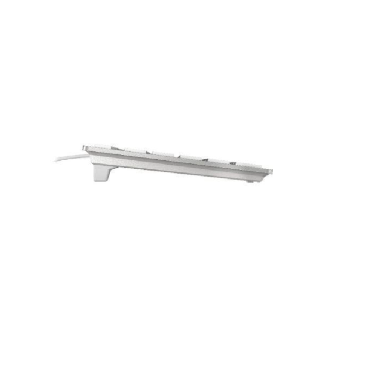 Clavier filaire Cherry KC 6000 Slim blanc vu de profil montrant son faible encombrement