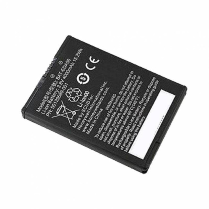 Batterie de rechange Honeywell 3.8V 4000mAh réf 50129589-001 - Vue de face avec marquages techniques et certifications CE