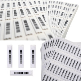 Feuilles d'étiquettes antivol AM blanches avec code-barres factice pour portiques de sécurité de magasin