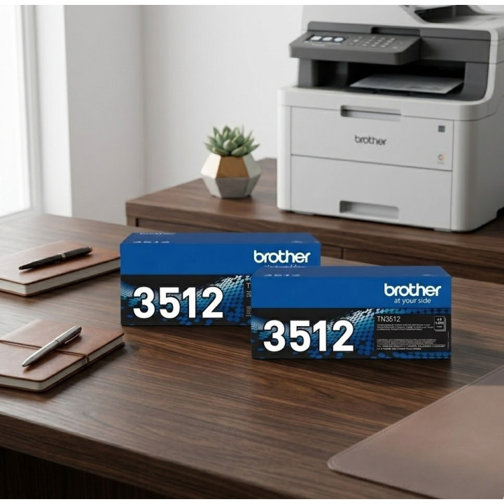 2 boites de toners laser Brother TN-3512 sur un bureau