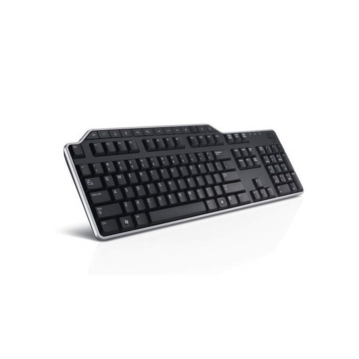 Clavier multimédia filaire Dell KB522 noir de profil avec touches de raccourcis