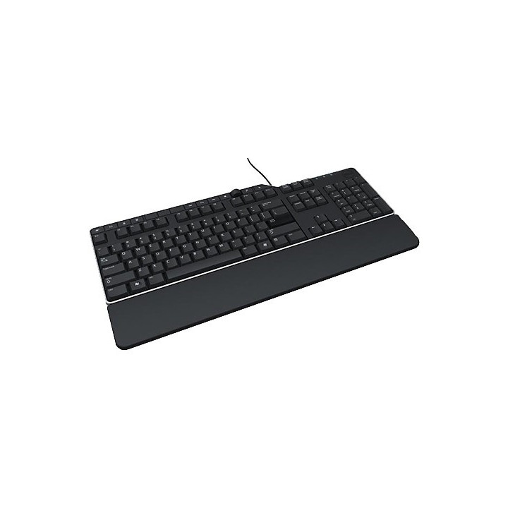 Vue de dessus du clavier Dell KB522 noir avec son repose-poignet amovible installé