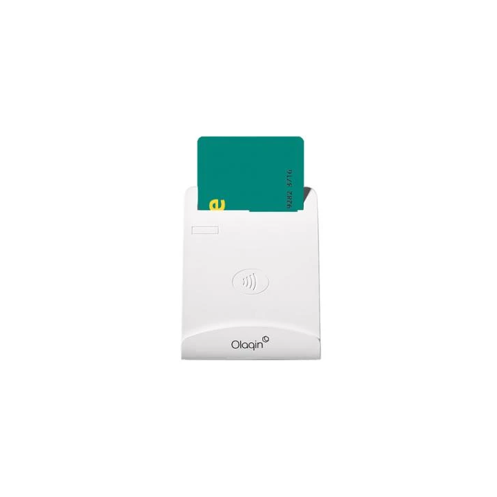 Lecteur SESAM Vitale - SET-2 Contactless avec une carte vitale dans une des fentes