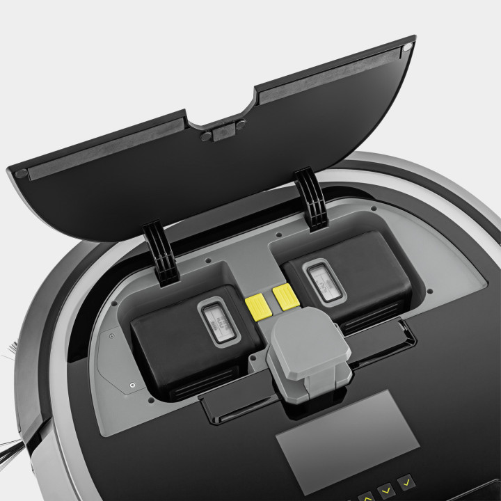 vue de l'espace des 2 batteries du robot aspirateur KIRA CV 50