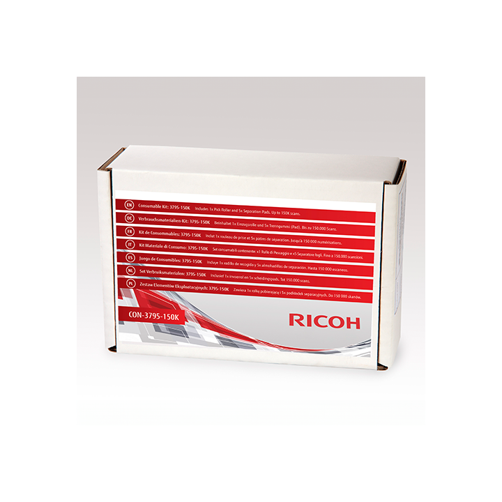 vue de la boit du Kit de consommables Ricoh CON-3795-150K  pour scanner fi-800R