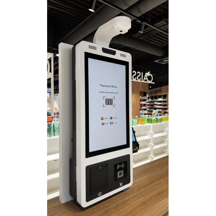 vue de 3/4 face de la borne DocaKiosk
