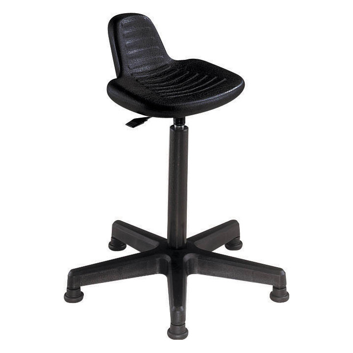 vue rapprochée du tabouret ergonomique polyuréthane noir