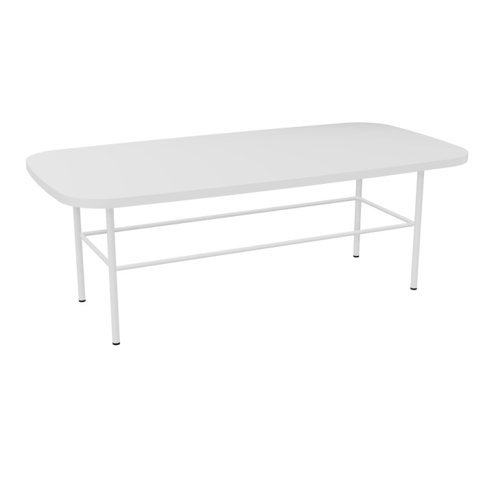 vue de profil de la table basse rectangulaire MARGOT blanc neige