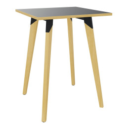 vue de profil de la table haute carrée noire EVASION