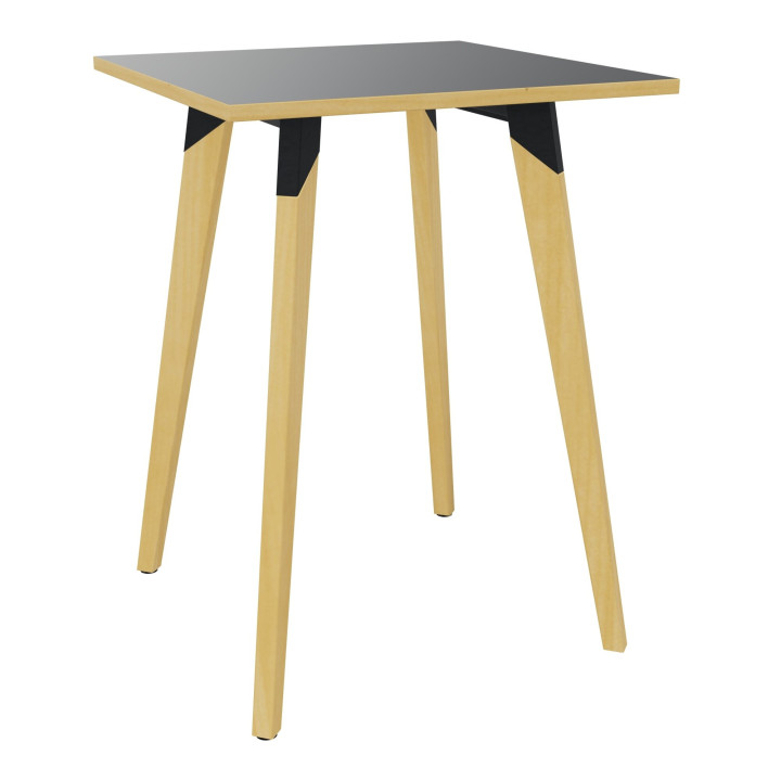 vue de profil de la table haute carrée noire EVASION