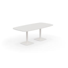 vue de 3/4 de la table ovale ELOISE blanche