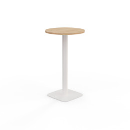 table haute ronde plateau chêne et pied central blanc ELOISE