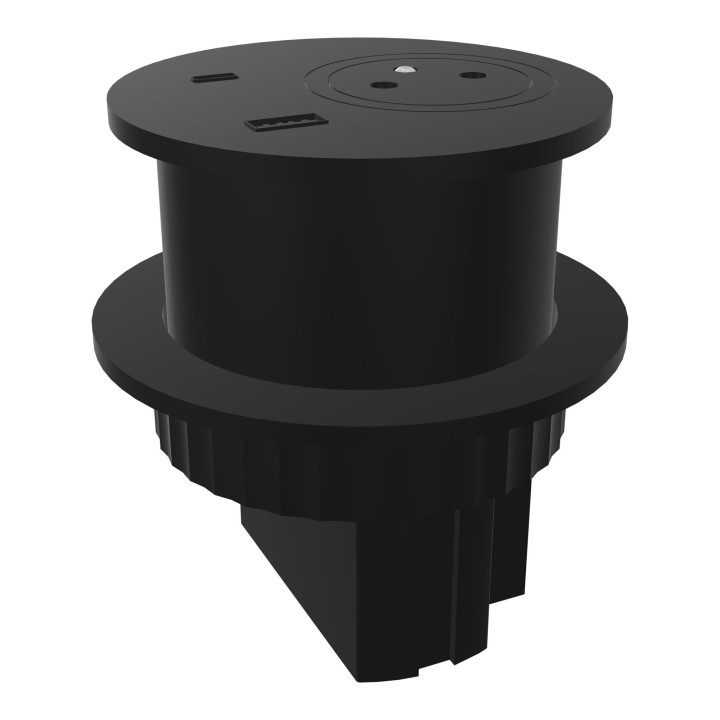 vue de profil de l'obturateur noir électrifié