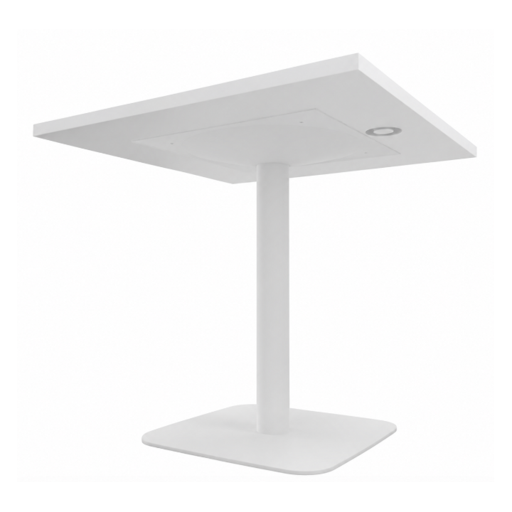 gros plan sur la vue du dessous de la table carrée blanche ELOISE
