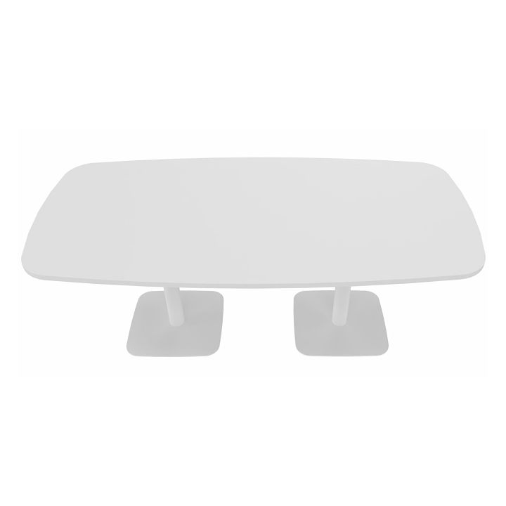 vue de 3/4  haut de la table ovale ELOISE blanche