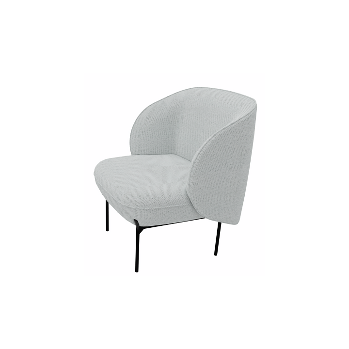 vue de 3/4 profil de l'assise 1 place MARGOT en gris clair chiné