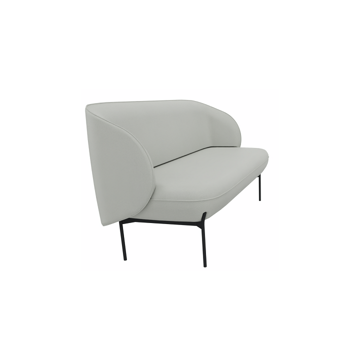 vue de 3/4  profil de l'assise 2 places MARGOT gris clair