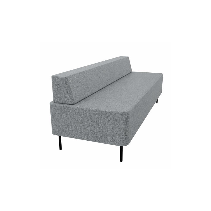 vue  3/4 profil gauche de la banquette 3 places ZELIE couleur gris chiné clair