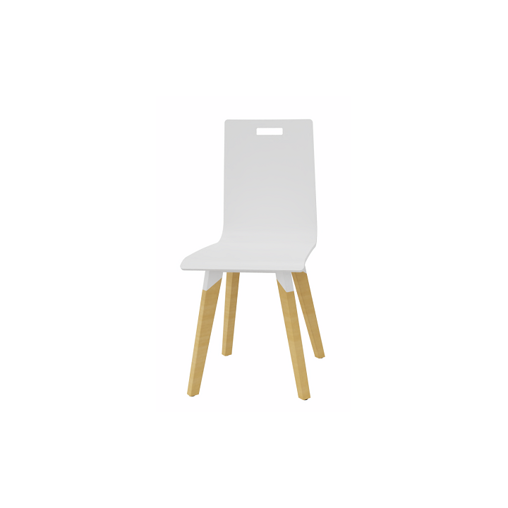 vue de face de la chaise en hêtre blanc EVASION