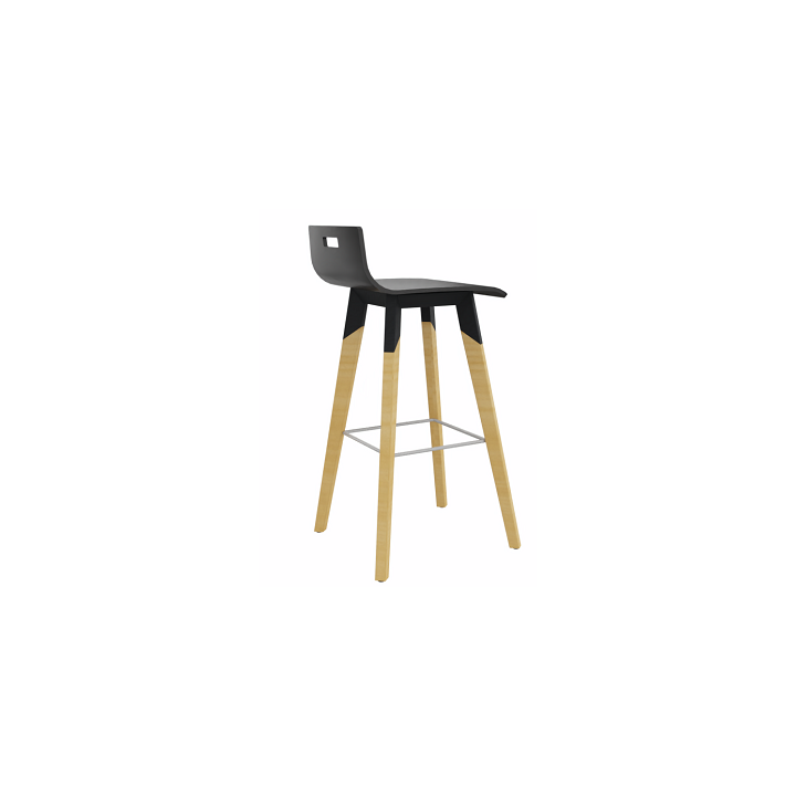 vue de 3/4 dos droite du tabouret EVASION noir