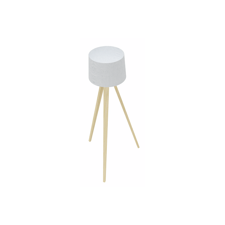 vue de 3/4 haut du lampadaire CL05 avec abat jour tissus blanc