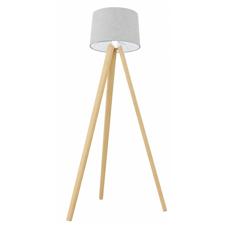 vue de 3/4 bas du lampadaire CL05 avec abat jour tissus blanc