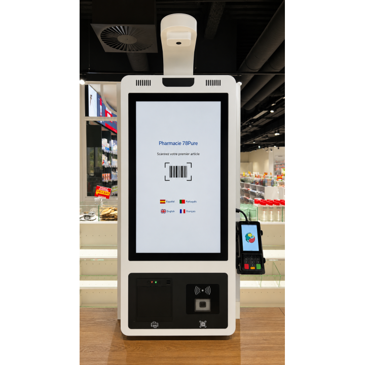 vue en situation de la borne DocaKiosk de face