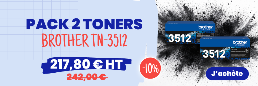 <p>Profitez de 10% de remise sur toner BROTHER TN-3512 avec le pack 2 toners au prix imbattable de 217.80€HT</p>