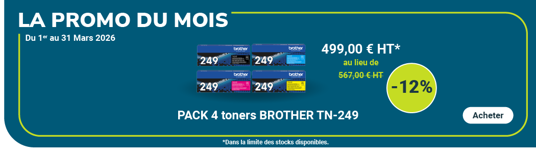 Promo du Mois : Pack 4 toners BROTHER TN-249 à 499€HT