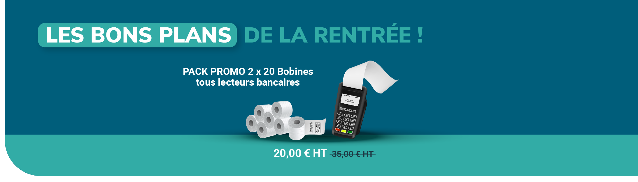 <p>Du 1er au 30 Septembre, avec les Bons Plans de la Rentrée Docashop, profitez du Pack 2 x 20 bobines bancaires à super prix !</p>
