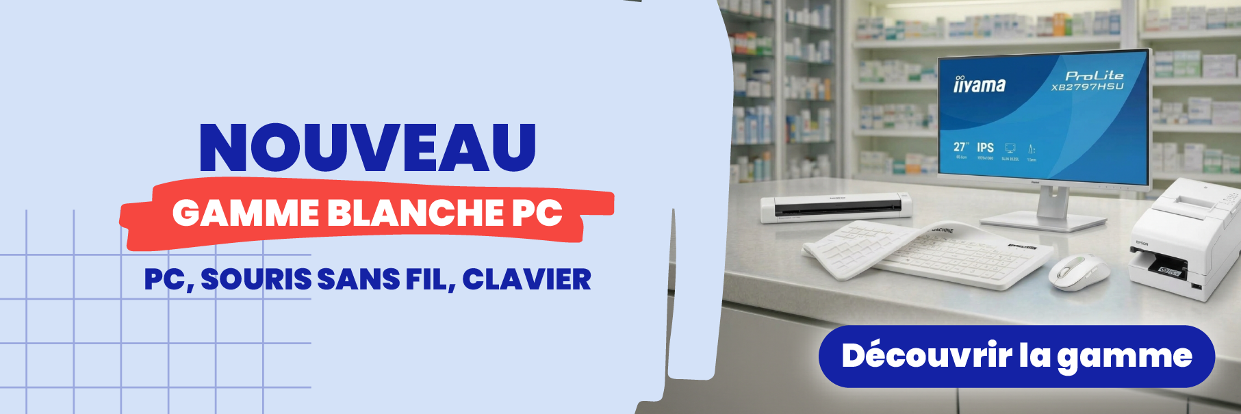 <p>Nouveau ! Découvrez la gamme blanche d'accessoires informatiques sur Docashp.com</p>