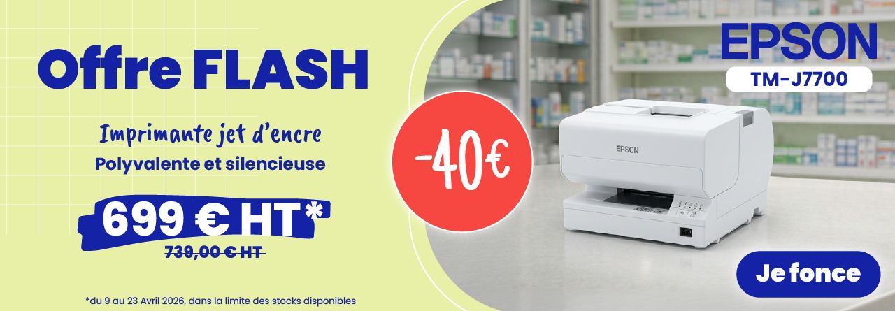 <p>Du 9 au 23 Avril 2026, Docashop vous propose l'imprimante EPSON TM-J7700 au prix imbattable de 699 €HT</p>
