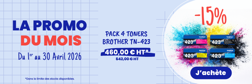 <p>Du 1er au 30 Avril 2026, profitez du pack 4 toners BROTHER TN-423 au prix imbattable de 460 €HT</p>