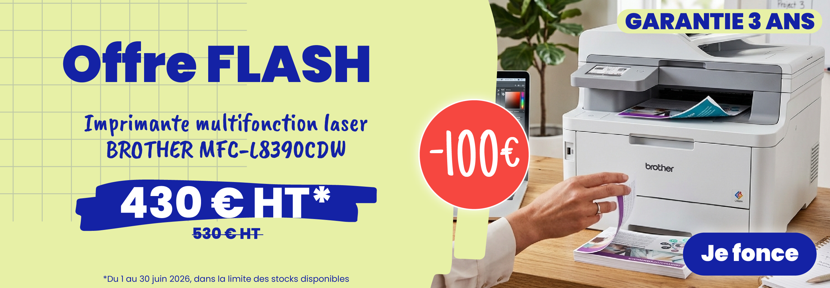 <p>Du 1er au 30 Juin 2026 Docashop vous propose l'imprimante BROTHER MFC-H8390CDW au prix imbattable de 430€HT</p>