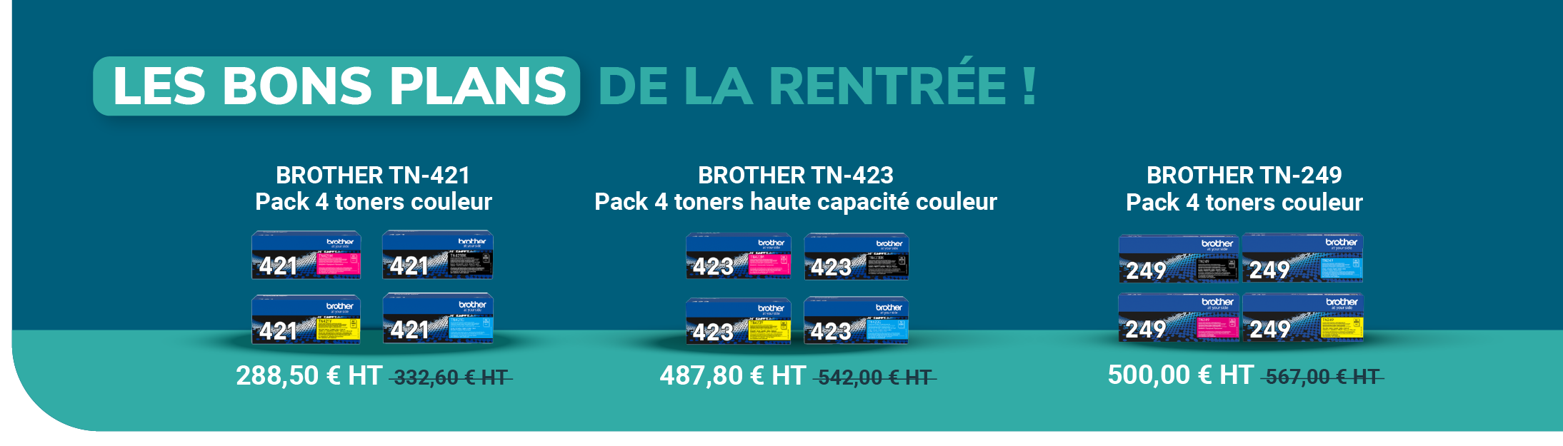 <p>Du 1er au 30 Septembre, avec les Bons Plans de la Rentrée Docashop, profitez des Packs produits pour Imprimantes BROTHER couleur à supers prix</p>