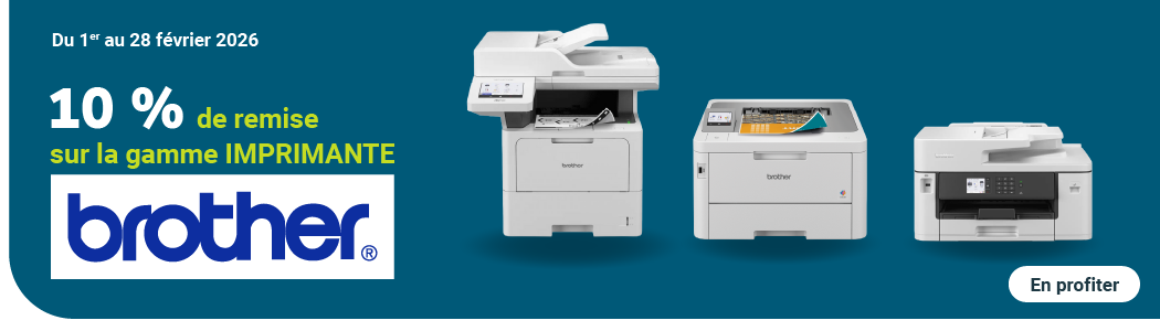 Offre BROTHER : profitez de 10% de remise sur une imprimante de la Gamme BROTHER du 1er au 28 Février 2026