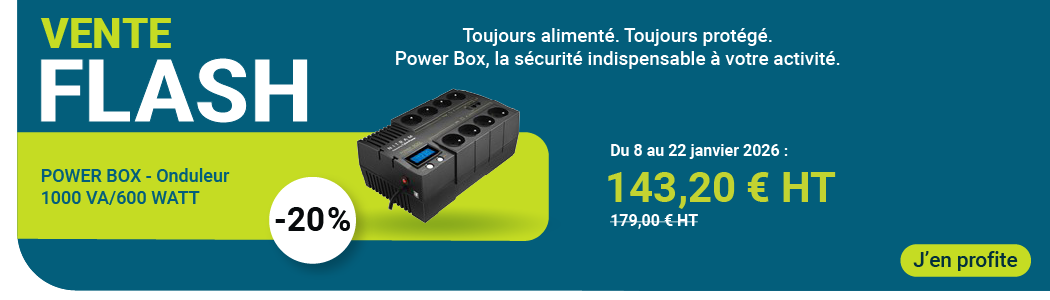 DOCASHOP : Offre SECURITE, profitez de 20% de remise pour l'achat d'un onduleur POWER BOX 1000 VA